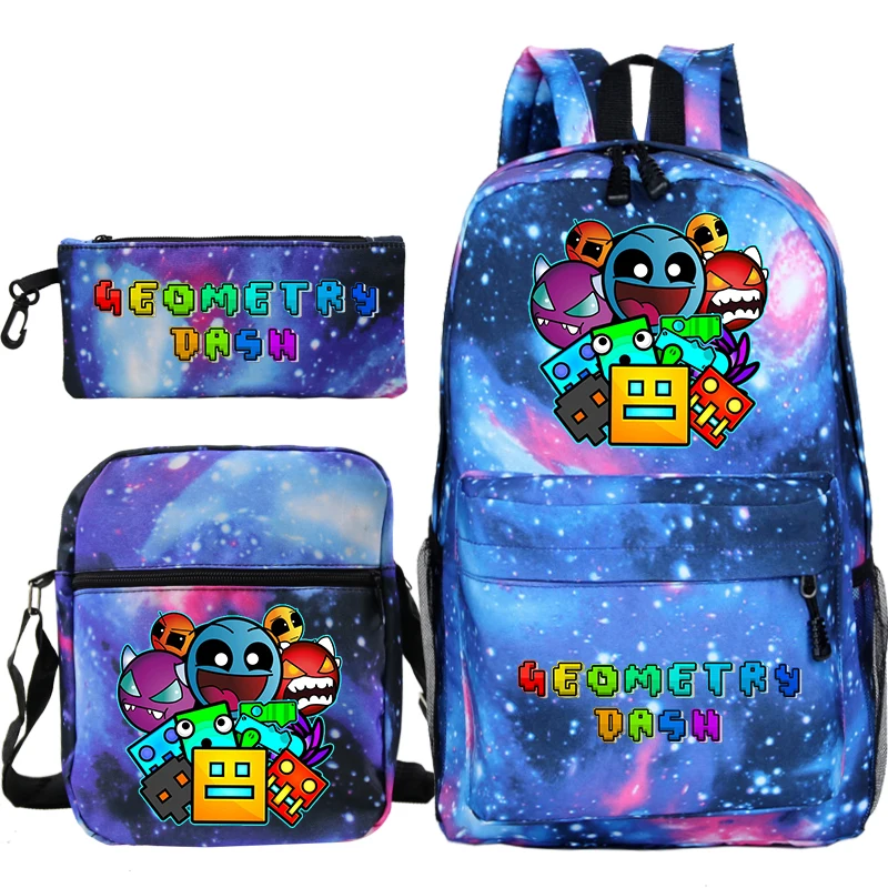 Angry Geometry Dash 3pcs Set Backpack